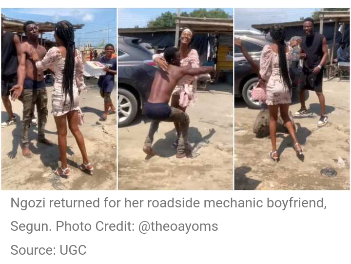 Lady Returns To Nigeria For Roadside Mechanic Boyfriend Who Sponsored Her, After 3 Years In UK, Video