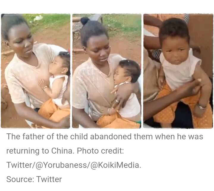 "He Abandoned Us" Chinese Man Gets Nigerian Lady Pregnant in Shagamu, She Gives Birth to Unique Child.