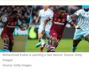 Mohammed Kudus Celebrates His Victory With A New Clean-Cut Hairstyle With Aboi During The West Ham Game.