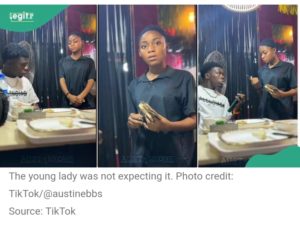 Man gives a waitress money and an instant-printed picture of her, and she was like, "Who is this angel?"